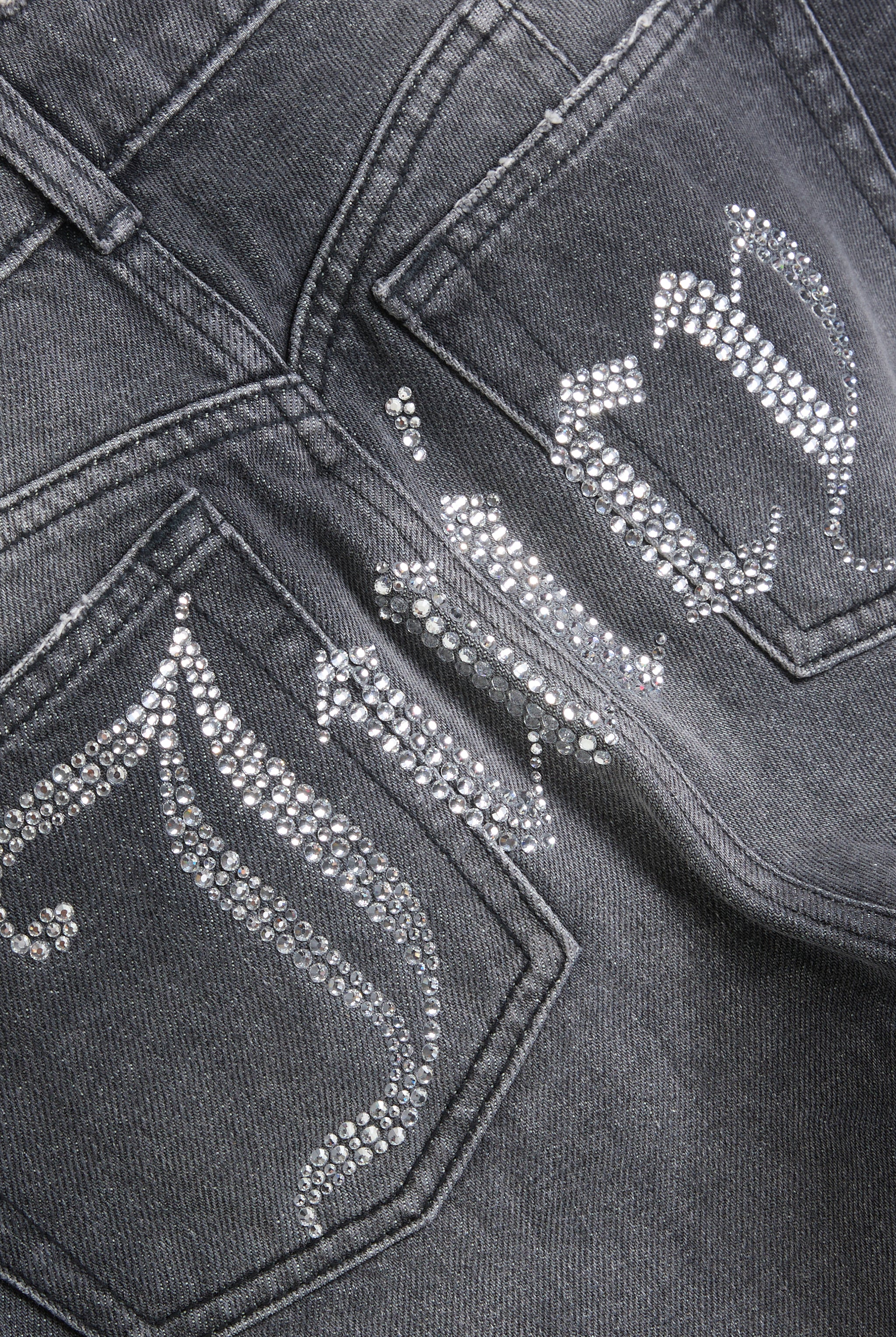 WASHED BLACK DIAMANTÉ BOOTCUT JEANS - Image 5