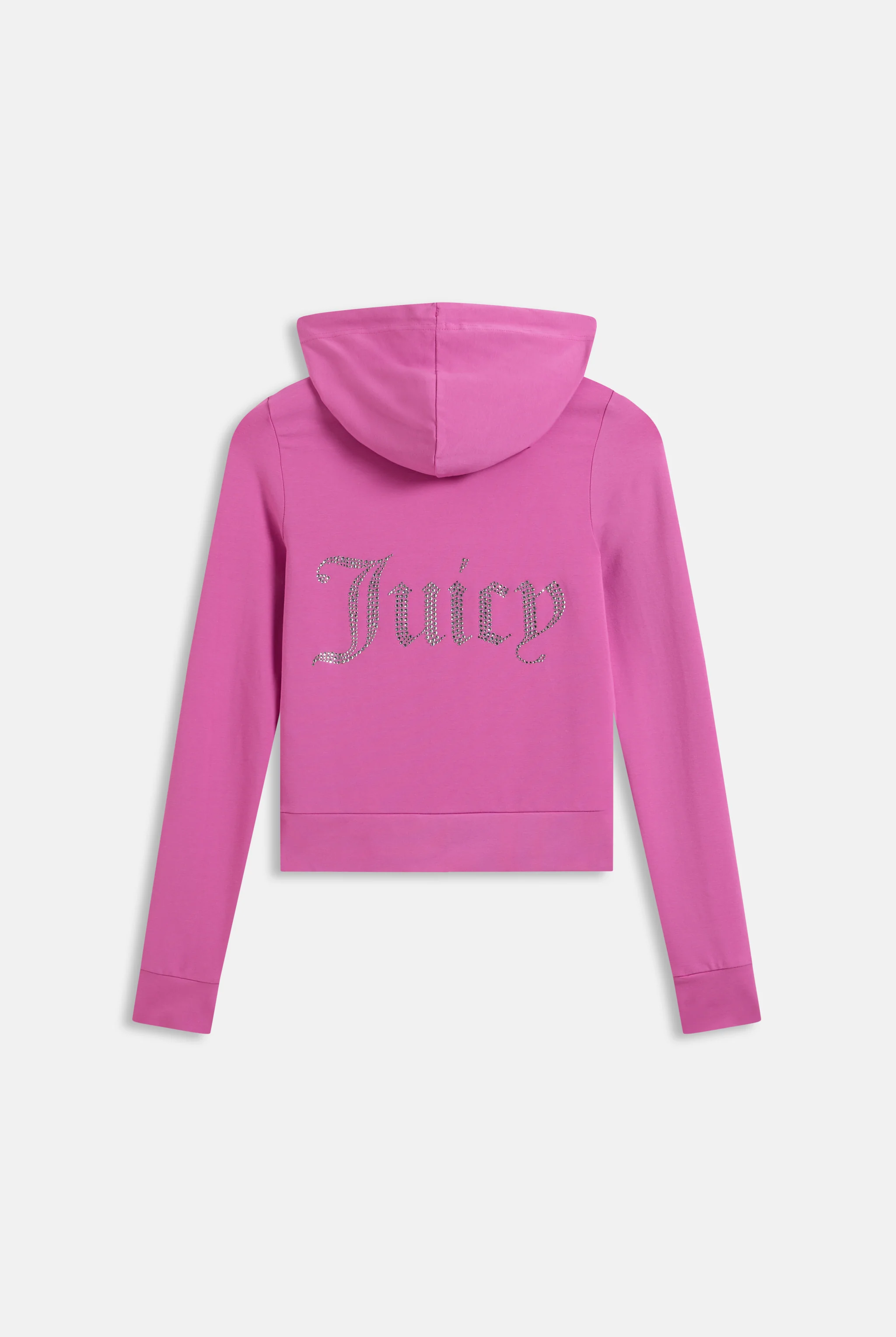 SUPER PINK DIAMANTÉ LUXURY JERSEY ZIP-THROUGH HOODIE - Image 10