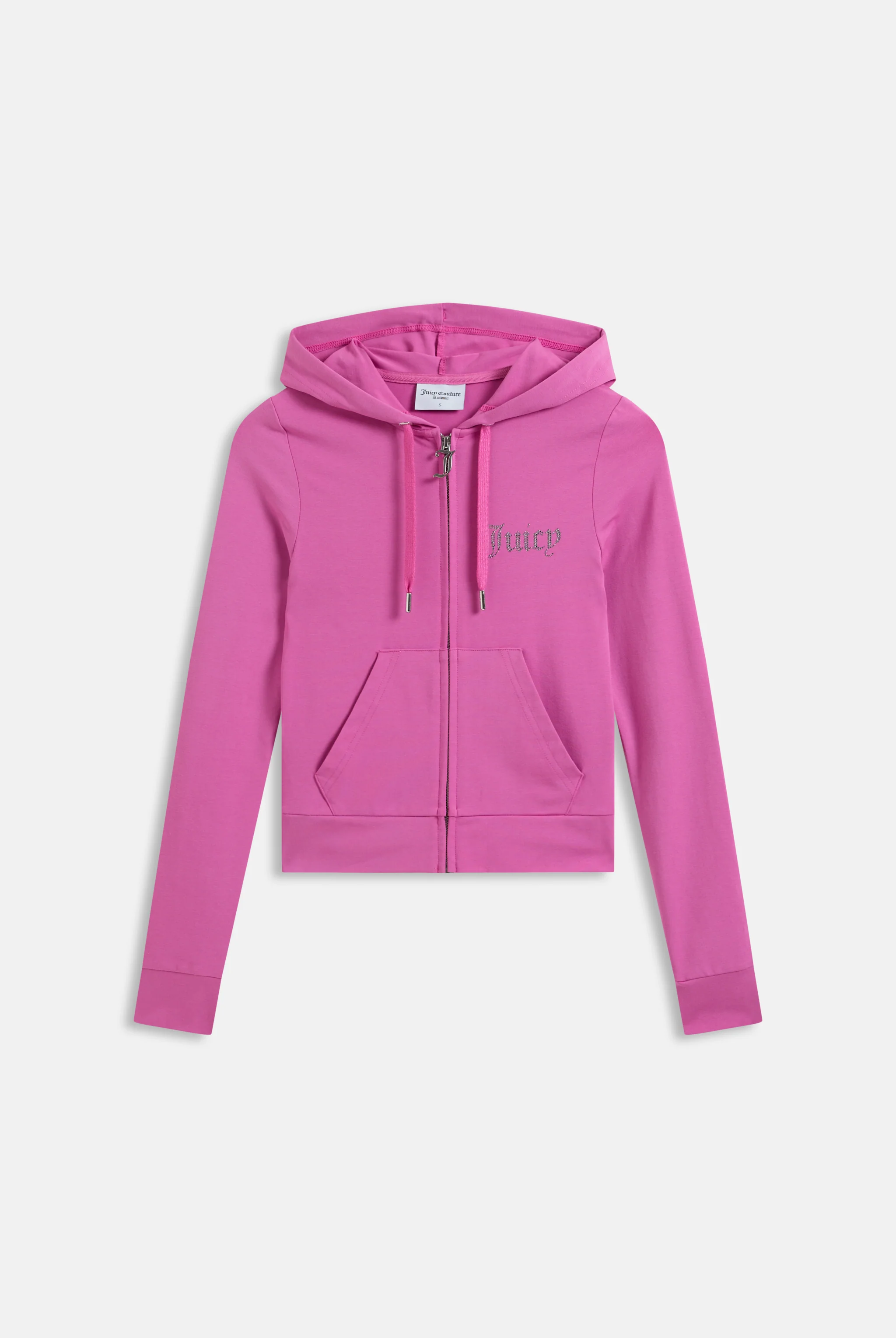 SUPER PINK DIAMANTÉ LUXURY JERSEY ZIP-THROUGH HOODIE - Image 5