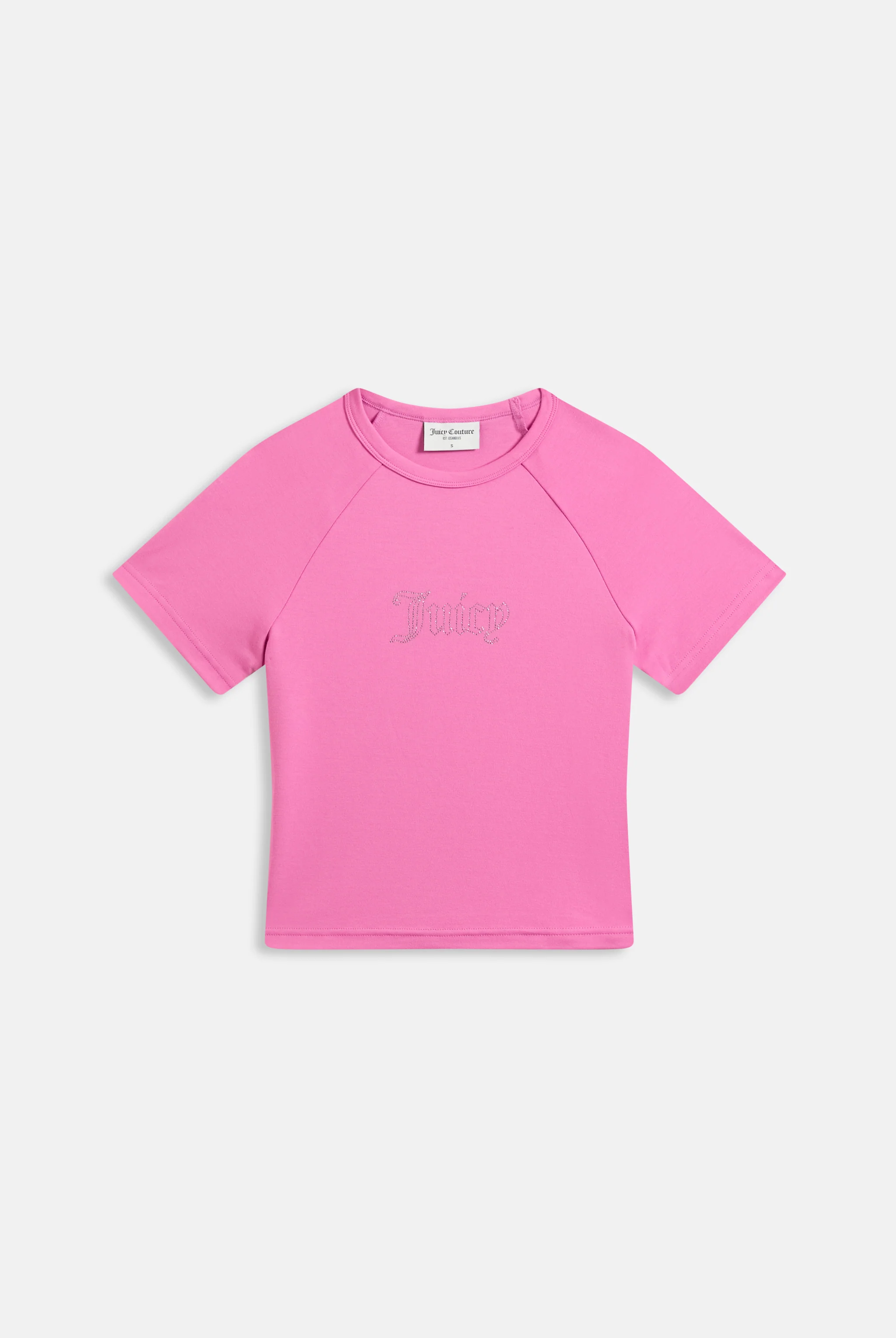 SUPER PINK RAGLAN DIAMANTÉ BABY TEE - Image 2