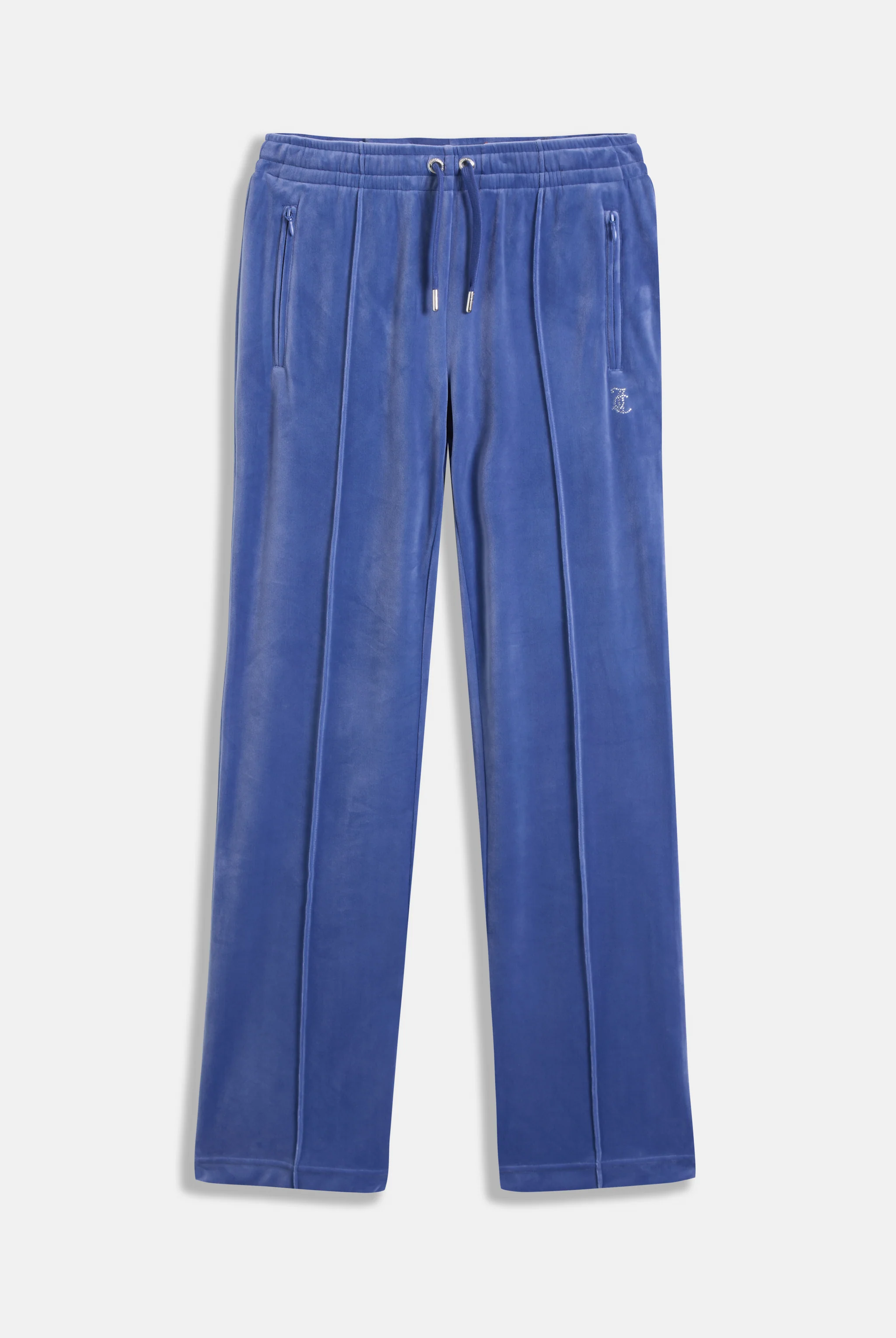 GREY BLUE VELOUR OUTLINE DIAMANTÉ TRACKSUIT BOTTOM - Image 3
