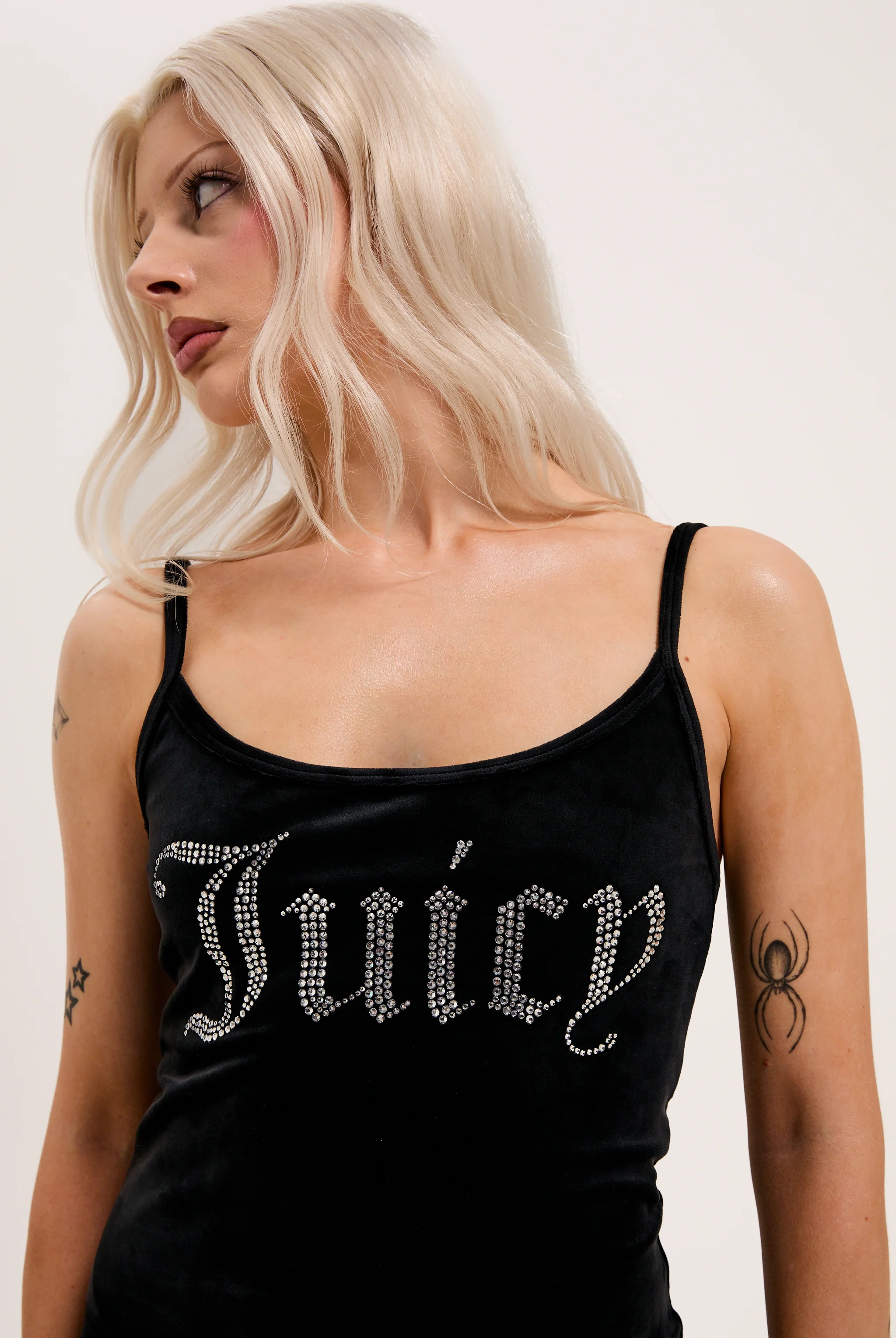 BLACK DIAMANTÉ VELOUR STRAPPY DRESS - Image 4