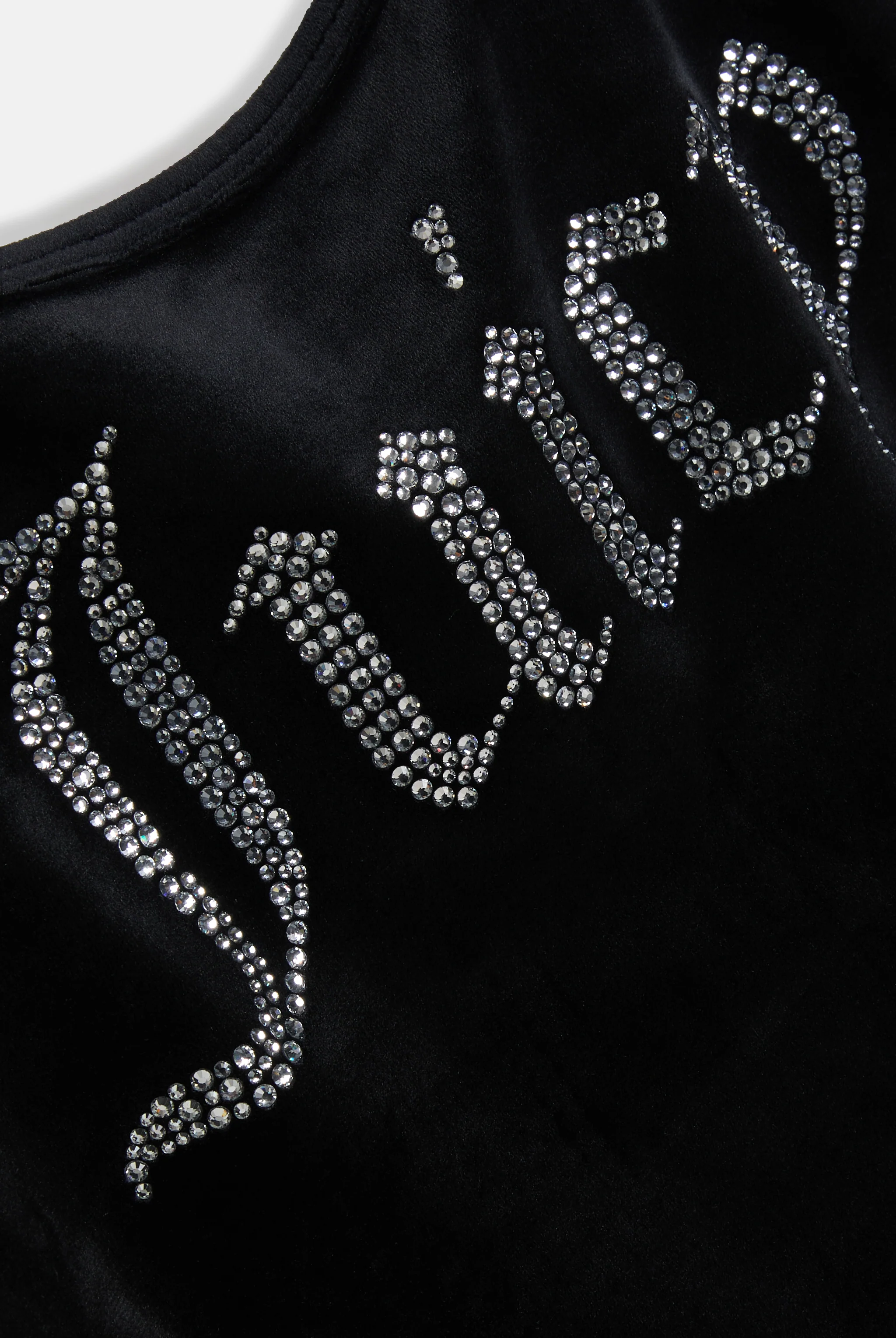 BLACK DIAMANTÉ VELOUR STRAPPY DRESS - Image 6