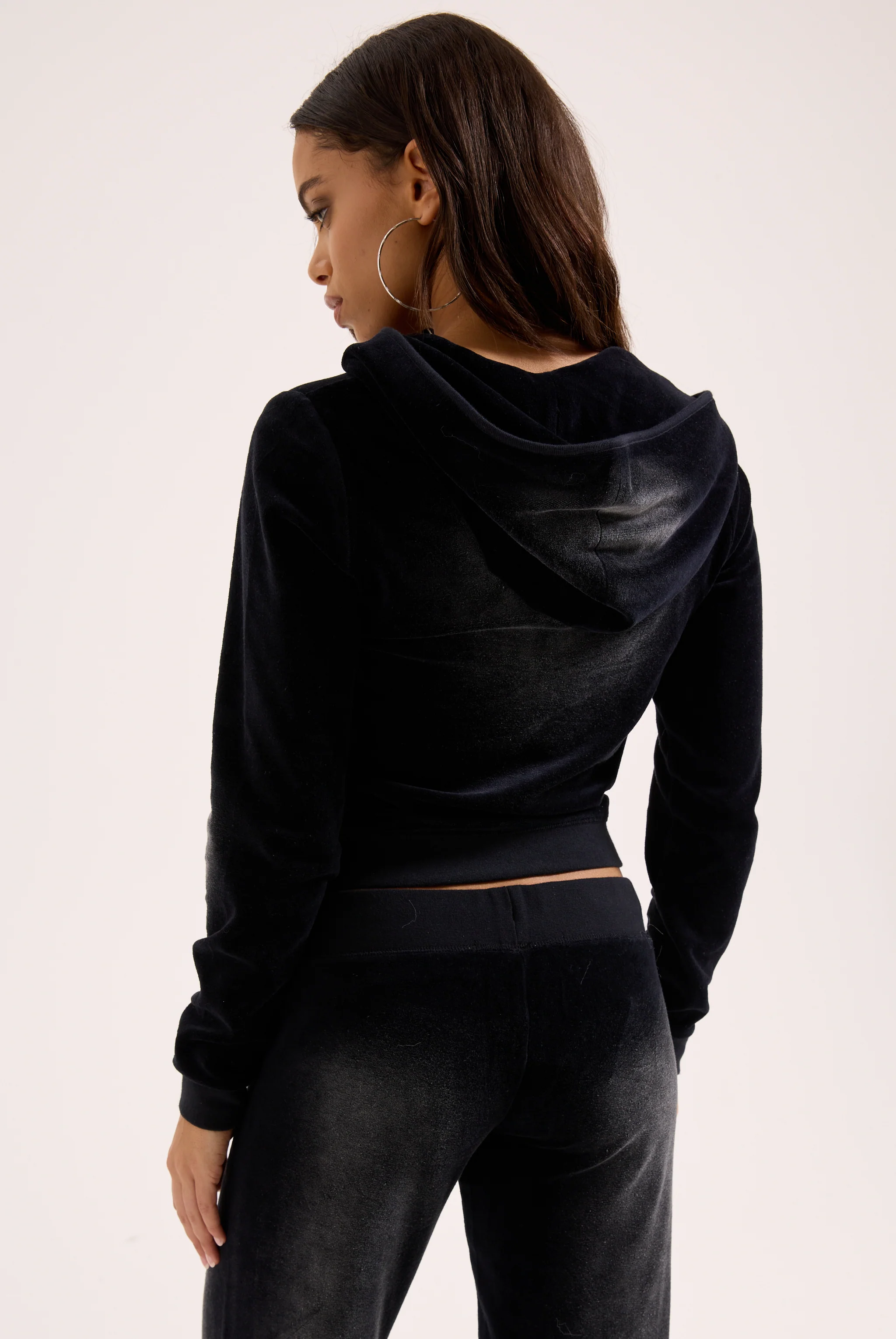 WASHED BLACK COTTON VELOUR HERITAGE HOODIE - Image 4