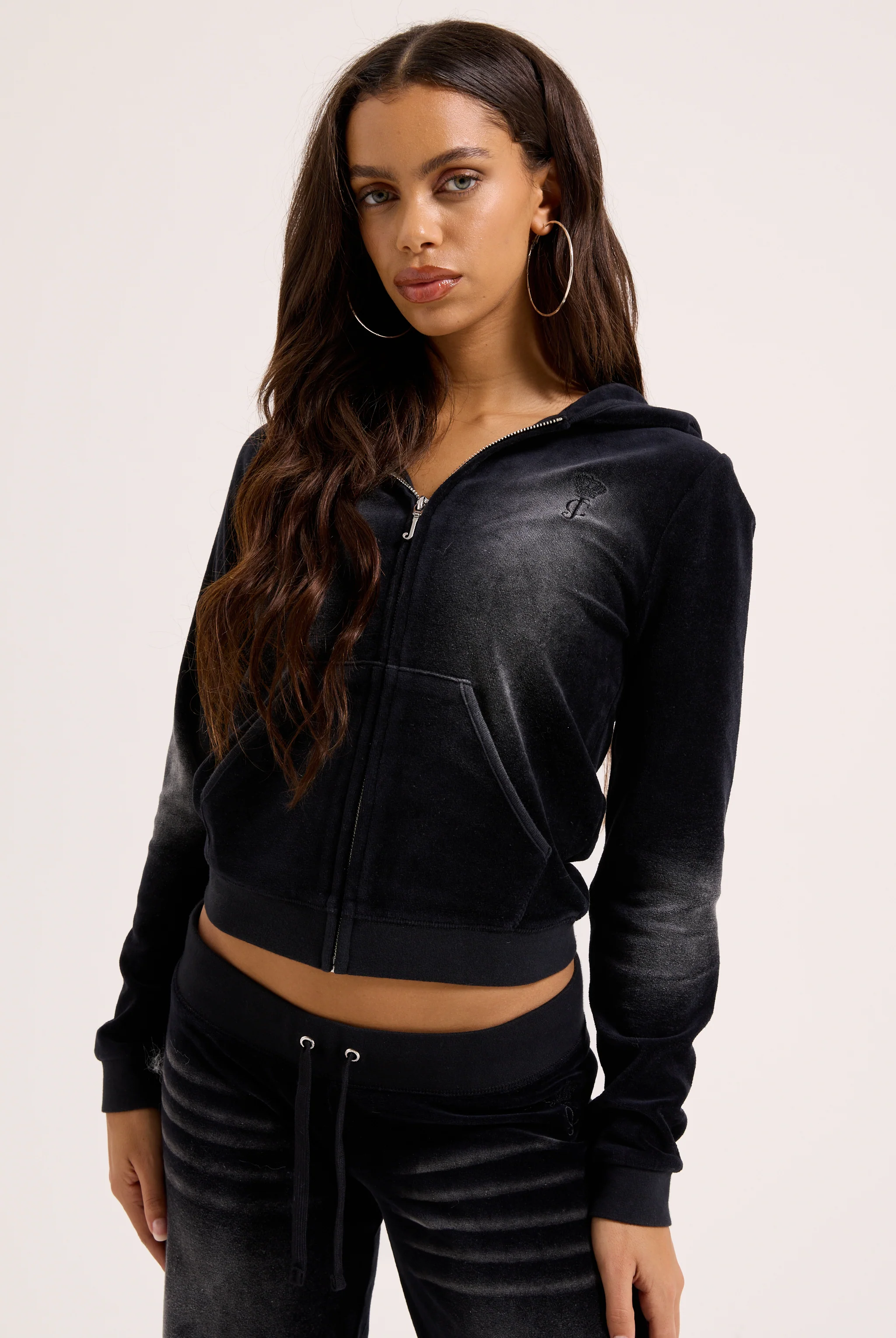 WASHED BLACK COTTON VELOUR HERITAGE HOODIE - Image 7