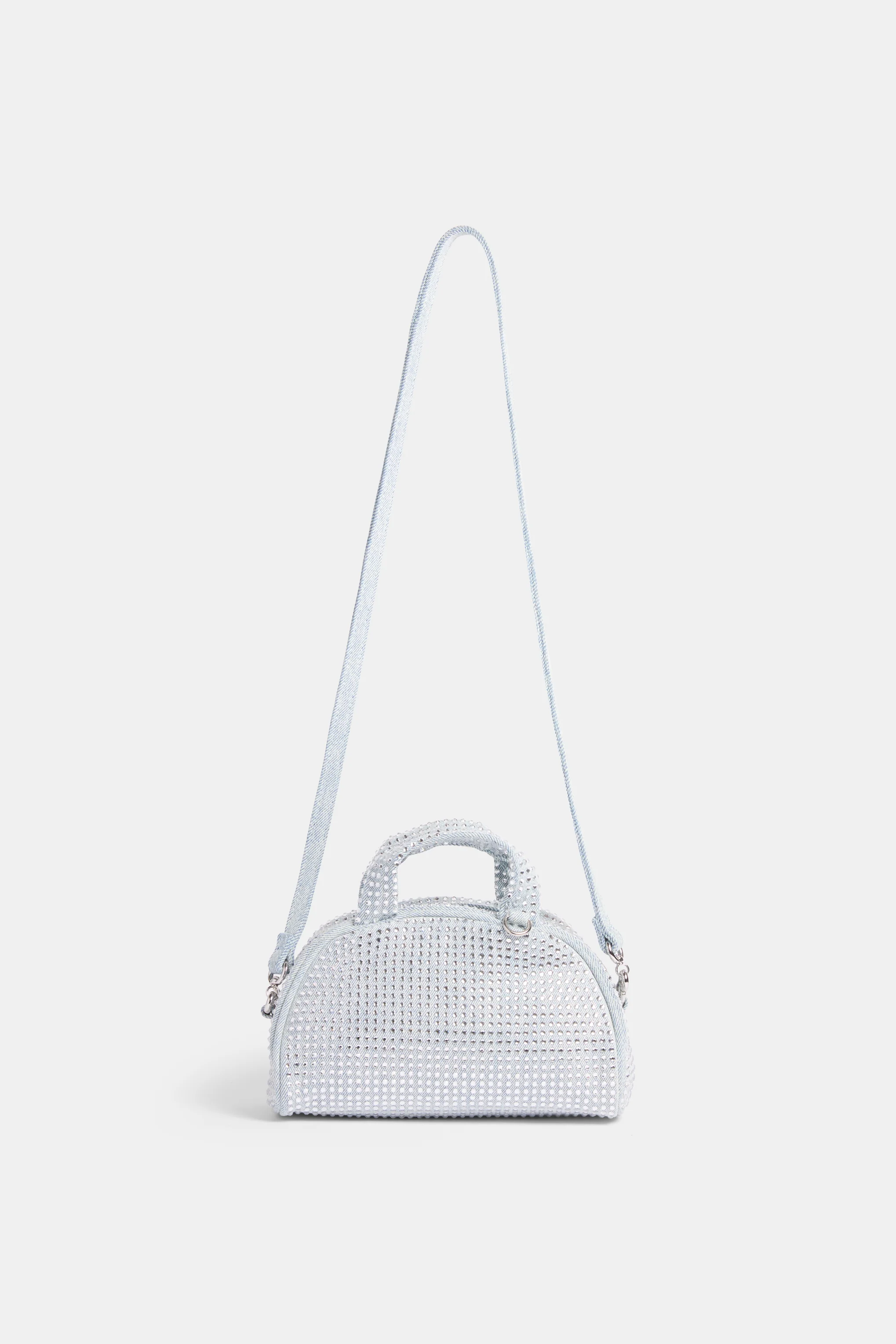 WASHED BLUE DENIM & DIAMANTÉ BOWLING HANDBAG - Image 5