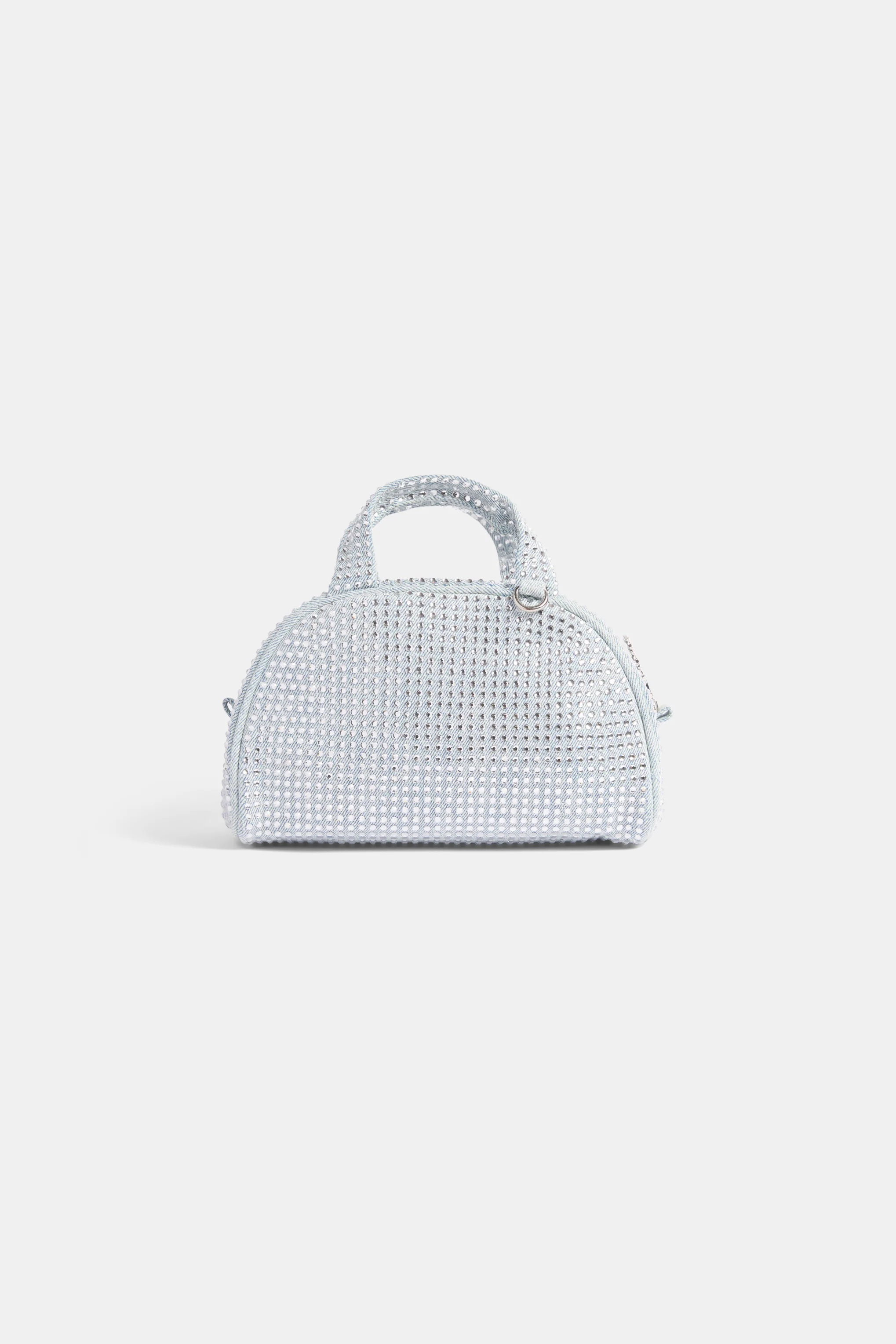 WASHED BLUE DENIM & DIAMANTÉ BOWLING HANDBAG - Image 7