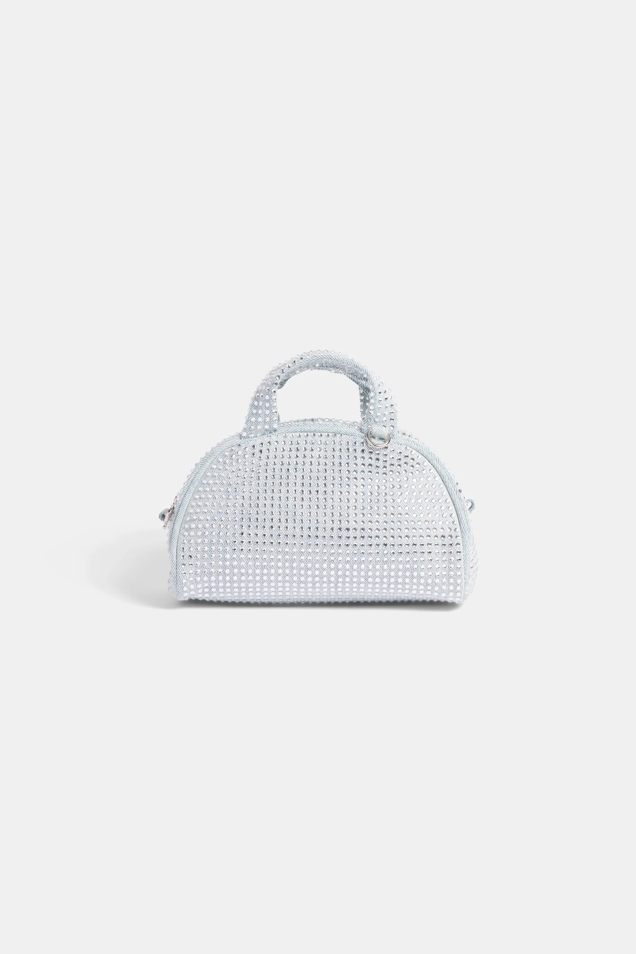 WASHED BLUE DENIM & DIAMANTÉ BOWLING HANDBAG - Image 9